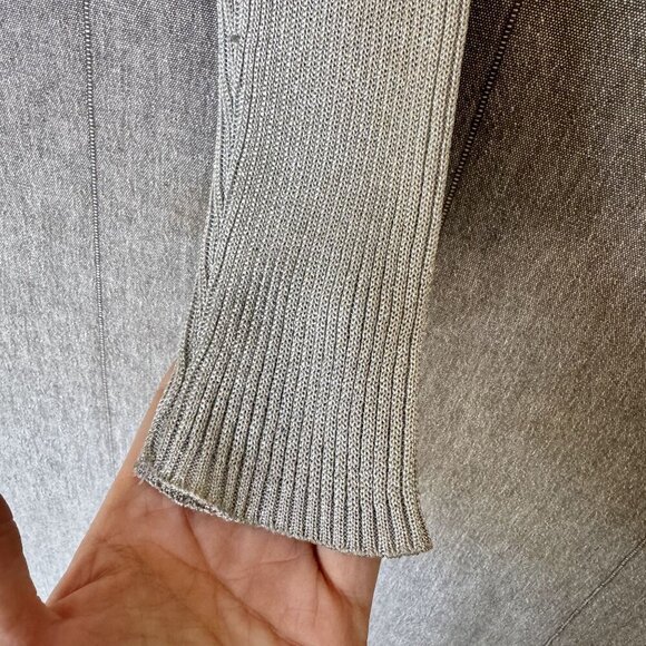 90s Vintage Gap Silver Metallic V Neck Button Up Ribbed Knit Cardigan Size M - Picture 7 of 14